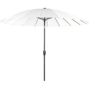 Market Garden Parasol Lichtbeige Stof Aluminium Paal ⌀ 255 cm Moderne Achthoekige Outdoor Paraplu Crank Mechanisme Kantelbaar UV-bestendig