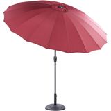 Market Garden Parasol Donkerrood Stof Aluminium Paal ⌀ 255 cm Moderne Achthoekige Outdoor Paraplu Crank Mechanisme Kantelbaar UV-bestendig