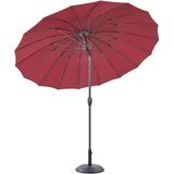 Market Garden Parasol Donkerrood Stof Aluminium Paal ⌀ 255 cm Moderne Achthoekige Outdoor Paraplu Crank Mechanisme Kantelbaar UV-bestendig