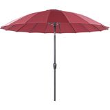 Market Garden Parasol Donkerrood Stof Aluminium Paal ⌀ 255 cm Moderne Achthoekige Outdoor Paraplu Crank Mechanisme Kantelbaar UV-bestendig