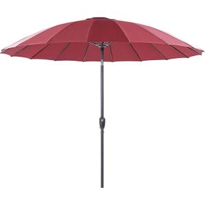 Market Garden Parasol Donkerrood Stof Aluminium Paal ⌀ 255 cm Moderne Achthoekige Outdoor Paraplu Crank Mechanisme Kantelbaar UV-bestendig