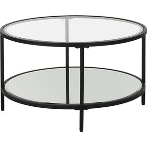 Beliani - Couchtisch Schwarz Glas / Eisen ø 70 cm mit Eisengestell Rund Wohnzimmermöbel Salon Diele Flur Bad Esszimmer Modern