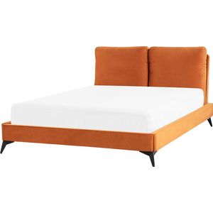 MELLE - Tweepersoonsbed - Oranje - 140 x 200 cm - Fluweel