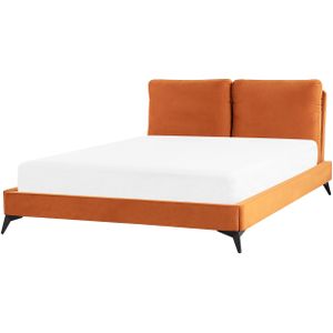 MELLE - Tweepersoonsbed - Oranje - 160 x 200 cm - Fluweel