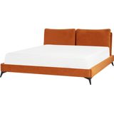 Beliani MELLE  - Tweepersoonsbed - Oranje - 180 x 200 cm - Fluweel