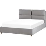 BATILLY - Tweepersoonsbed - Grijs - 140 x 200 cm - Fluweel