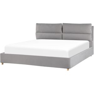 BATILLY - Tweepersoonsbed - Grijs - 180 x 200 cm - Fluweel