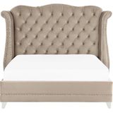 AYETTE - Tweepersoonsbed - Taupe - 160 x 200 cm - Fluweel