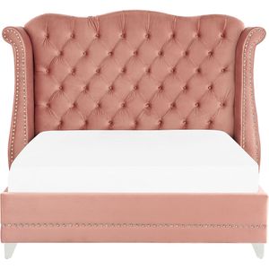 AYETTE - Tweepersoonsbed - Roze - 180 x 200 cm - Fluweel