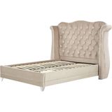 AYETTE - Tweepersoonsbed - Beige - 140 x 200 cm - Fluweel