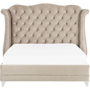 AYETTE - Tweepersoonsbed - Beige - 160 X 200 cm - Fluweel