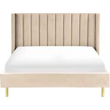 VILLETTE - Tweepersoonsbed - Beige - 160 X 200 cm - Fluweel