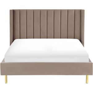 VILETTE - Tweepersoonsbed - Taupe - 140 x 200 cm - Fluweel