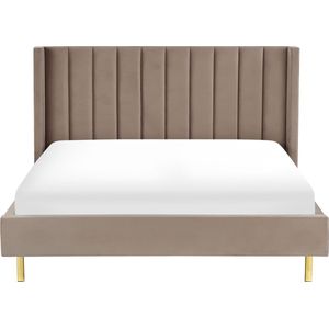 VILLETTE - Tweepersoonsbed - Taupe - 180 x 200 cm - Fluweel