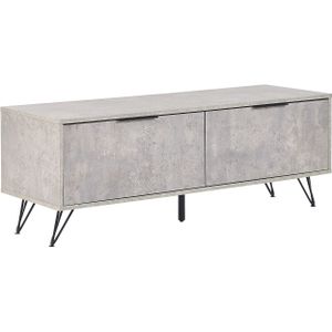 TV-meubel betonlook kap zwarte spaanplaat metaal met poedercoating 46 x 120 x 40 cm modern eikenfineer veel opbergruimte woonkamer