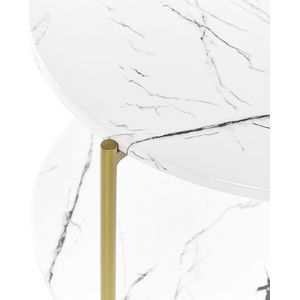 Bijzettafel Wit met Goud MDF IJzer ⌀ 40 cm met Plank Metalen Poten Modern Glam Woonkamer