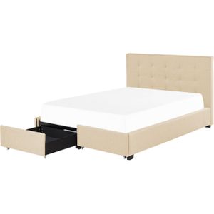 ROCHELLE - Bed opbergruimte - Beige - 140 x 200 cm - Polyester