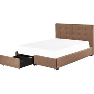 ROCHELLE - Bed opbergruimte - Bruin - 140 x 200 cm - Polyester