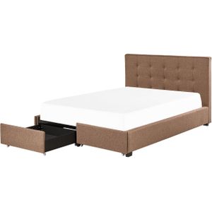 ROCHELLE - Bed opbergruimte - Bruin - 160 x 200 cm - Polyester