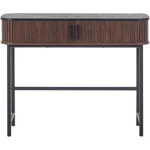 Dressoir Donker Houten Kap MDF Board Massief Hout 80 x 80 x 40 cm Rustieke Retro Donker Houten Look 2 Schuifdeuren Woonkamer