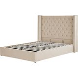 LUBBON - Bed met opbergruimte - Beige - 140 x 200 cm - Fluweel