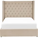 LUBBON - Bed met opbergruimte - Beige - 140 x 200 cm - Fluweel