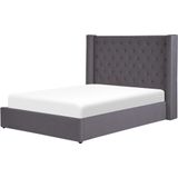 LUBBON - Bed met Opbergruimte - Grijs - 140 X 200 cm - Fluweel