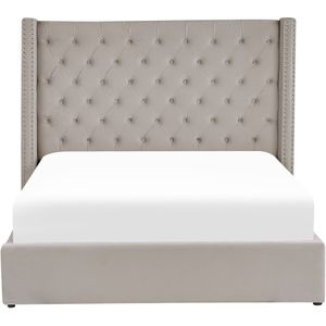LUBBON - Bed met opbergruimte - Lichtgrijs - 160 x 200 cm - Fluweel