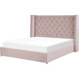 LUBBON - Bed met opbergruimte - Roze - 180 x 200 cm - Fluweel