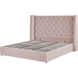 LUBBON - Bed met opbergruimte - Roze - 180 x 200 cm - Fluweel