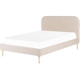 FLAYAT - Tweepersoonsbed - Beige - 140 x 200 cm - Fluweel