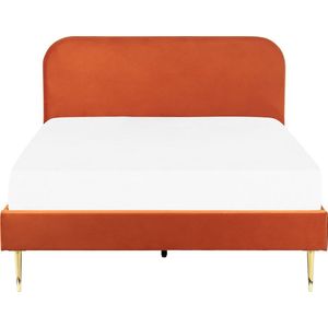 FLAYAT - Tweepersoonsbed - Oranje - 140 x 200 cm - Fluweel
