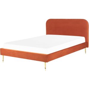 FLAYAT - Tweepersoonsbed - Oranje - 160 x 200 cm - Fluweel