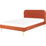 FLAYAT - Tweepersoonsbed - Oranje - 180 x 200 cm - Fluweel