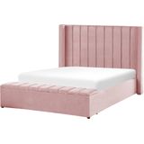 NOYERS - Bed met opbergruimte - Roze - 140 x 200 cm - Fluweel