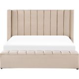 NOYERS - Bed met opbergruimte - Beige - 180 x 200 cm - Fluweel