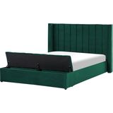 NOYERS - Bed met opbergruimte - Groen - 160 x 200 cm - Fluweel