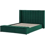 NOYERS - Bed met opbergruimte - Groen - 180 x 200 cm - Fluweel