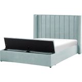 NOYERS - Bed met Opbergruimte - Mintgroen - 140 X 200 cm - Fluweel