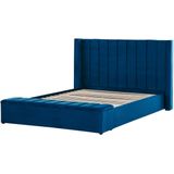 NOYERS - Bed met Opbergruimte - Blauw - 180 X 200 cm - Fluweel