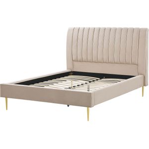 MARVILLE - Tweepersoonsbed - Beige - 140 x 200 cm - Fluweel