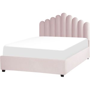 Beliani-VINCENNES-Bed met opbergruimte-Roze-140 x 200 cm-Fluweel