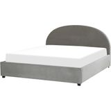 VAUCLUSE - Bed met opbergruimte - Grijs - 180 x 200 cm - Fluweel