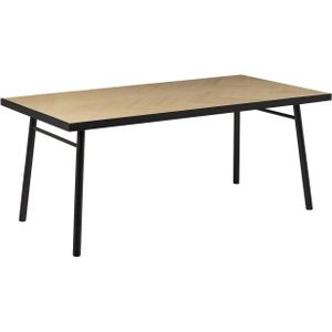 Beliani - Esstisch Heller Holzfarbton und Schwarz MDF-Platte für 6 Personen 180 x 90 cm Rechteckig Holzgestell Modern Holzoptik Esszimmer Wohnzimmer