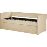 Beliani TROYES - Slaapbank - Beige - Fluweel