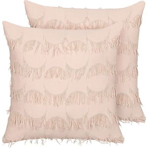 AGASTACHE - Sierkussen set van 2 - Roze - 45 x 45 cm - Polyester