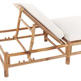 Ligbed zonnebed ligstoel naturel bamboe gebroken wit drie niveaus verstelbaar rugleuning tuin terras meubels