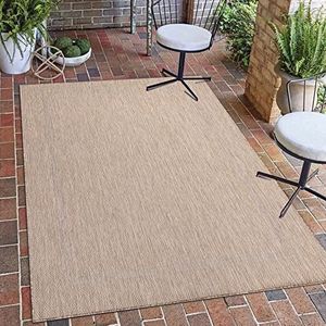 Outdoor Tapijt, Kleur Beige, Unicolor - Monochroom, 111677, Vloerkleed Rechthoekig, Vloerkleed terras-balkon-tuin of keuken, 280 x 370 cm