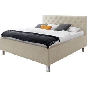 Bed San Marino 180x200cm met opbergruimte kunstleer - beige/chroom