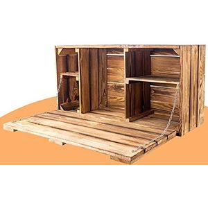 Stabiele gevlamde houten kist, mooi als hangkast/minibar antiek met klapdeur | 81 x 41 x 31 cm | Nieuw | voor documenten of ook als hangende fruitkist | wijnkist | appelkist